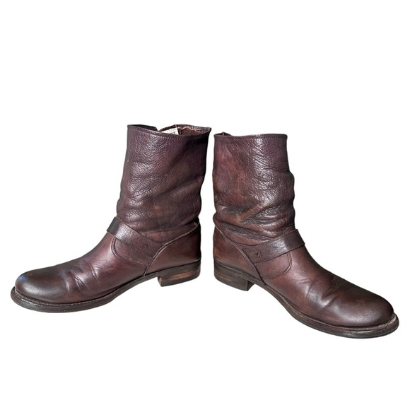 Frye | Brown Leather Veronica Short Slouch Boots Size 9 - Picture 9 of 16
